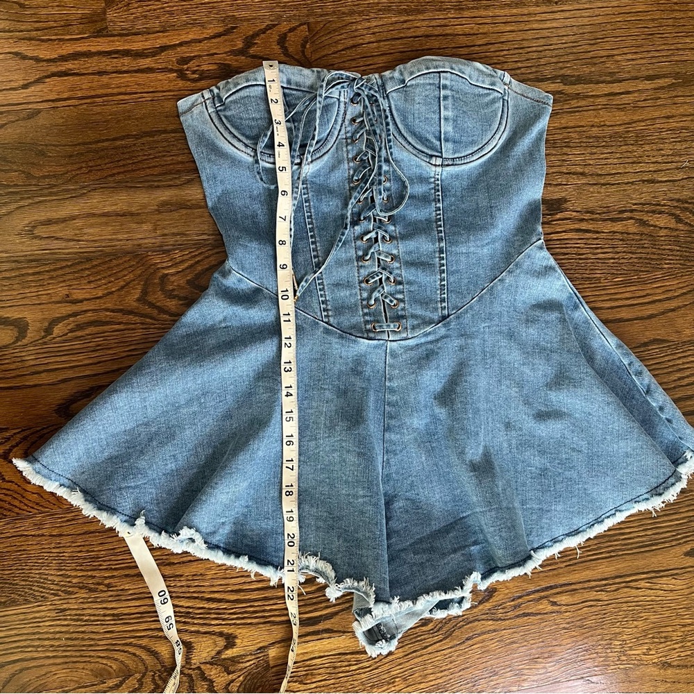 Fashion Nova Blue Denim Corset jumper SZ. Large - Picture 9 of 12